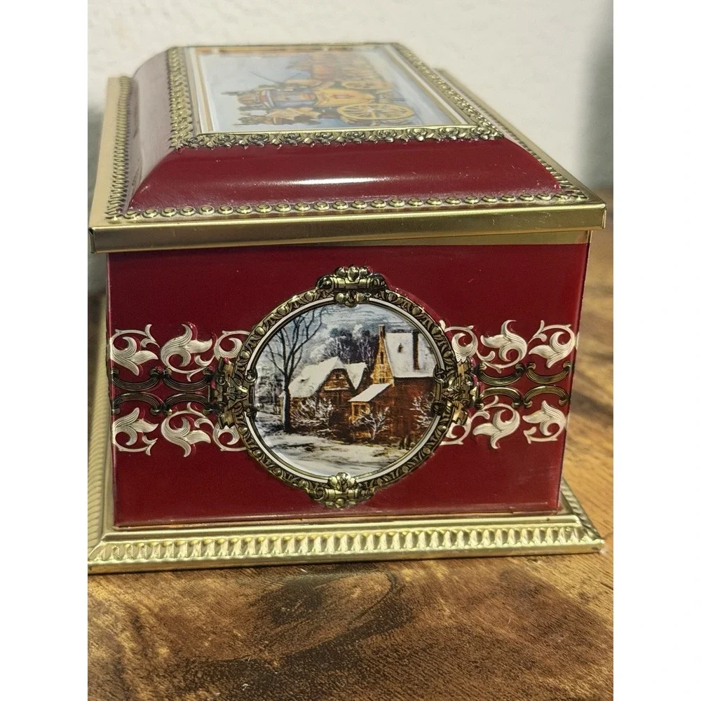 Vintage Klann Quality Embossed Tin Box - Western Germany - Ornate Carriage Scene